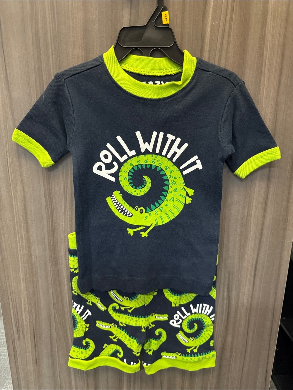 Lazy One Black & Lime 'Roll With It' Croc Tee and Shorts